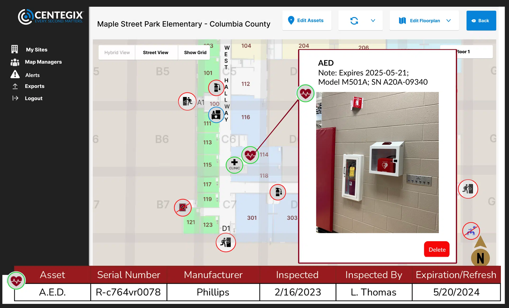 AED Asset Annotation with the CENTEGIX Safety Blueprint